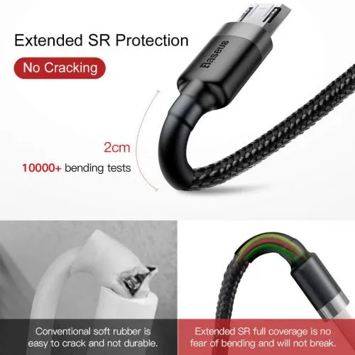 Baseus CAMKLF-CG1 Kábel Micro USB 2m, Čierny