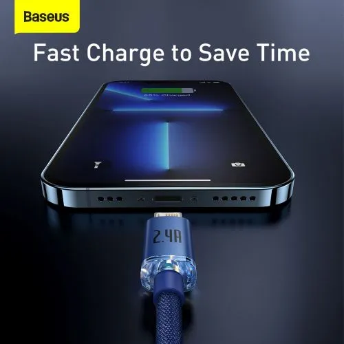 Kábel USB do Lightning Baseus Crystal Shine, 2,4 A, 1,2 m (niebieski) 030322