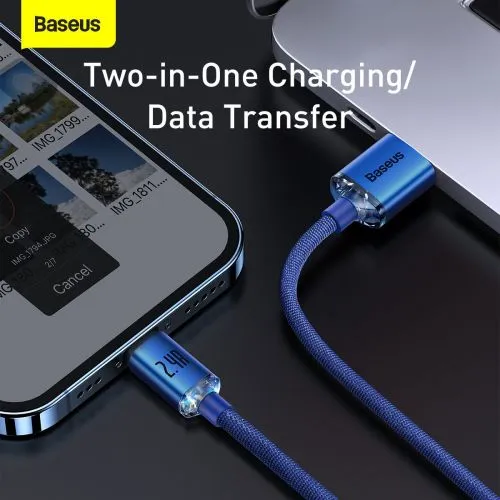 Kábel USB do Lightning Baseus Crystal Shine, 2,4 A, 1,2 m (niebieski) 030322