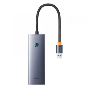 4-portový rozbočovač Baseus UltraJoy Series Lite (USB na USB 3.0*3+RJ45*1+USB-C 5V) (sivý) 060305