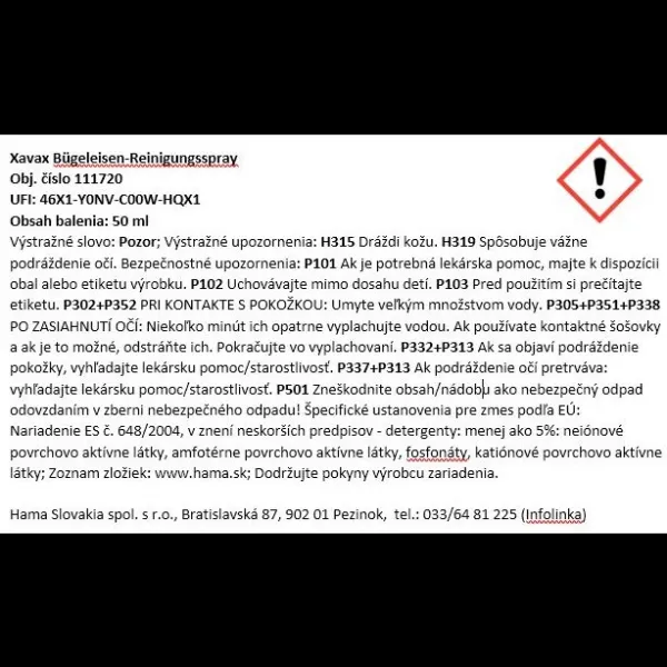 Čistiaci prostriedok XAVAX - čistiaci sprej na žehličku 50 ml