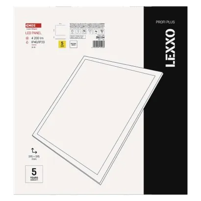 EMOS LED panel LEXXO backlit 60×60, štvorcový vstavaný biely, 30W neutrálna b.