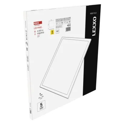 EMOS LED panel LEXXO backlit 60×60, štvorcový vstavaný biely, 30W neutrálna b.