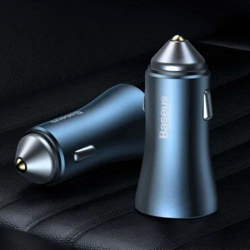 Baseus Car Charger Golden Contactor Pro Dual Quick Charger U+C, PD 3.0, QC 4+, SCP FCP AFC (with Type-C - Lightning 1m Blue) 40W blue (TZCCJD-03)