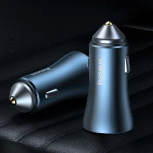 Baseus Car Charger Golden Contactor Pro Dual Quick Charger U+C, PD 3.0, QC 4+, SCP FCP AFC (with Type-C - Lightning 1m Blue) 40W blue (TZCCJD-03)