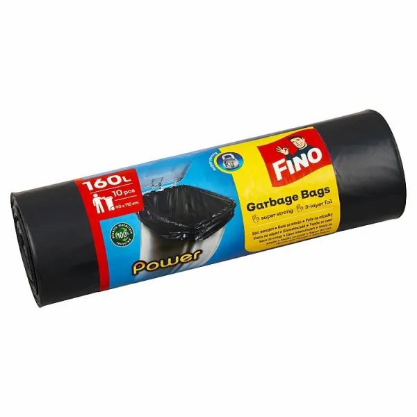 Vrecia zaväzovacie FINO Power 160 ℓ, 45 mic., 91 x 110 cm, čierne (10 ks)