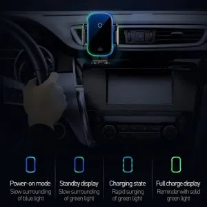 Baseus Light Elektrický držiak do auta s bezdrôtovým nabíjaním 15W čierny
