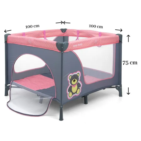 DECOREUM Milly Mally Skladacia ohrádka FUN Pink Bear - ružová