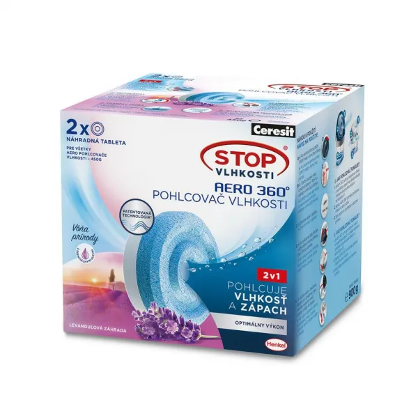 Ceresit Stop Vlhkosti Aero 360 Náhradné Tablety levanduľa 2x450 g