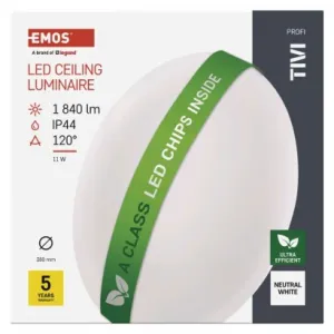 EMOS LED stropné svietidlo TIVI, okrúhle biele 11W, IP44, neutrálna biela