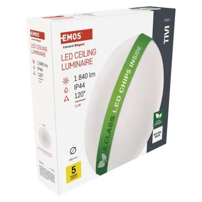 EMOS LED stropné svietidlo TIVI, okrúhle biele 11W, IP44, neutrálna biela