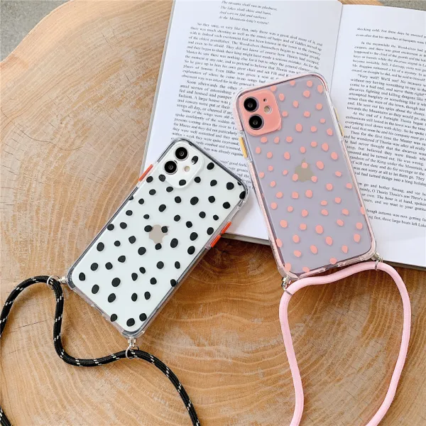 Innocent Silicone Pink Dotted Case with Lanyard - iPhone 13 Pro Max
