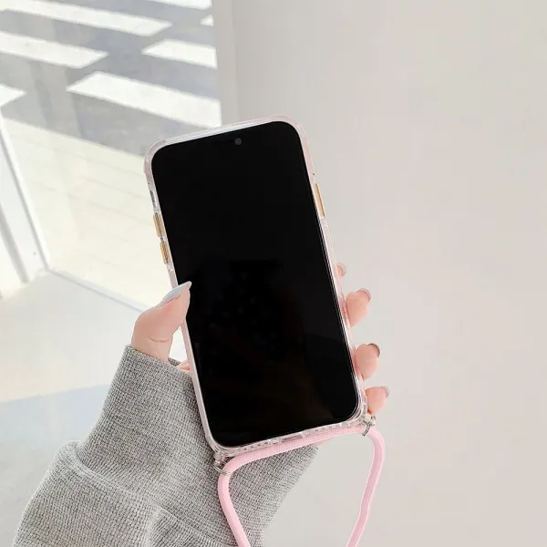 Innocent Silicone Pink Dotted Case with Lanyard - iPhone 13 Pro Max