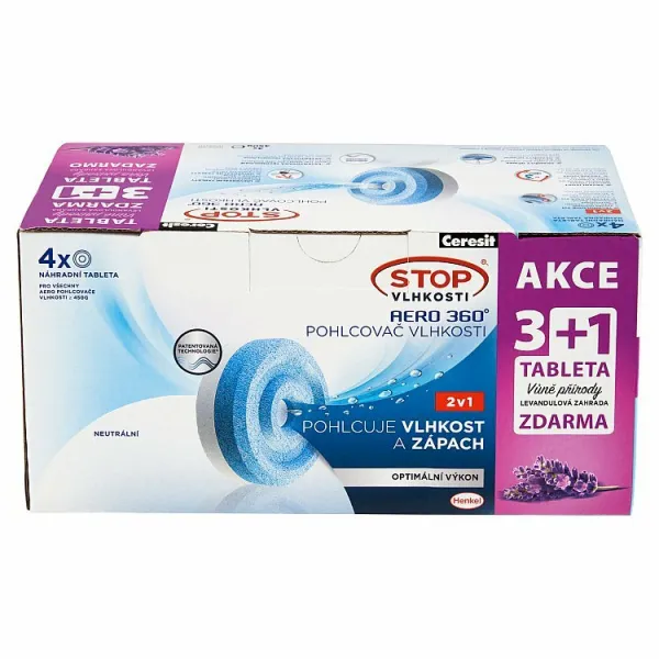 Ceresit Stop Vlhkosti Aero 360° náhradné tablety neutrálne 4 x 450 g (1800 g)