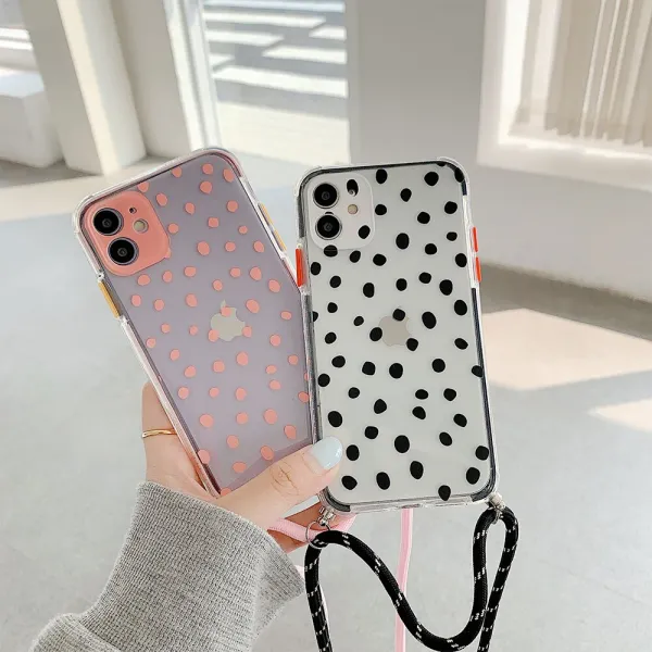 Innocent Silicone Black Dotted Case with Lanyard - iPhone 12 Pro Max