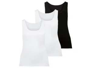 esmara® Dámske bavlnené tielko Xxl, 3 kusy (XL (48/50), čierna/biela)