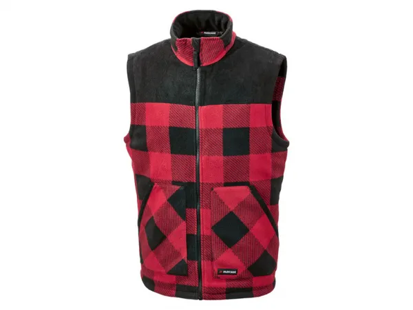 Parkside® Pánska flaušová vesta (L (52/54), károvaná/červená)