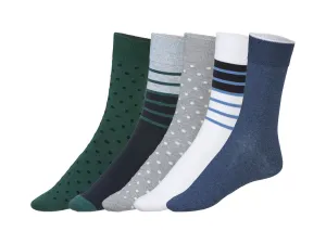 Livergy® Pánske ponožky s BIO bavlnou, 5 párov (43/46, čierna/sivá/zelená/navy modrá/modrá)