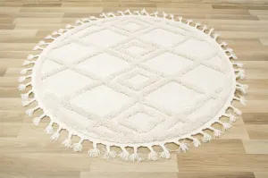 Koberec Berber 6843 romby 3D kruh béžový / krémový