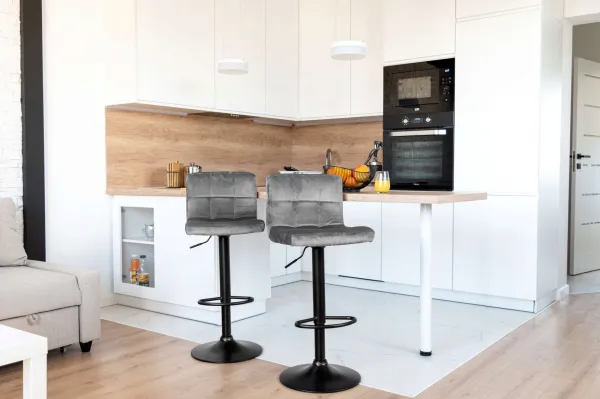 Arako Black graphite Velvet bar hocker
