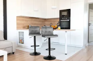 Arako Black graphite Velvet bar hocker