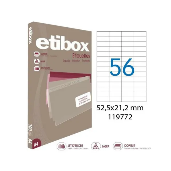Etikety univerzálne 52,5x21,2mm Etibox A4 100 hárkov AG119772