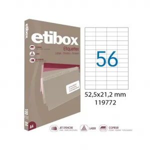 Etikety univerzálne 52,5x21,2mm Etibox A4 100 hárkov AG119772