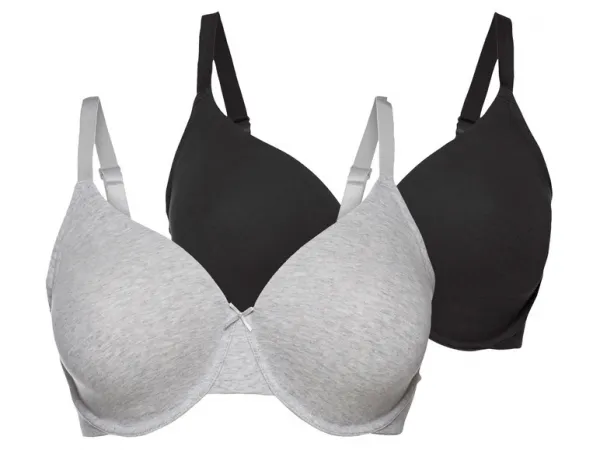 esmara® Dámska podprsenka Xxl, 2 kusy (čierna/sivá, 90D)