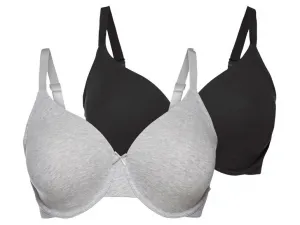 esmara® Dámska podprsenka Xxl, 2 kusy (čierna/sivá, 90D)