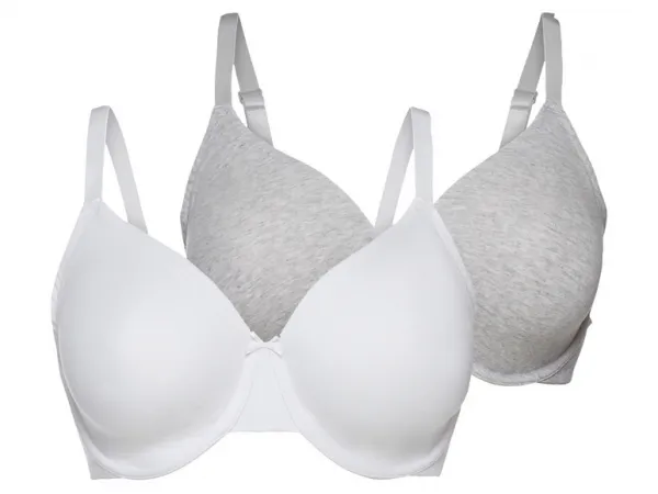 esmara® Dámska podprsenka Xxl, 2 kusy (sivá/biela, 85D)
