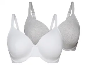 esmara® Dámska podprsenka Xxl, 2 kusy (sivá/biela, 85D)