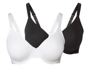 esmara® Dámska podprsenka Xxl, 2 kusy (čierna/biela, 90D)