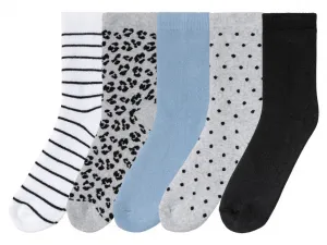 pepperts!® Dievčenské termoponožky, 5 párov (35/38, biela/modrá/námornícka modrá/sivá)