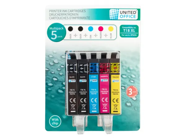 United Office® Náplne do tlačiarne Epson, 5 kusov