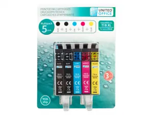 United Office® Náplne do tlačiarne Epson, 5 kusov