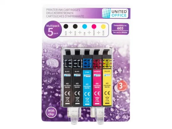 United Office® Náplne do tlačiarne Epson, 5 kusov