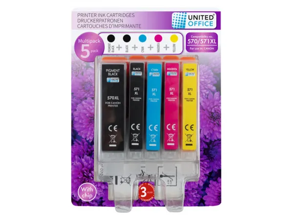 United Office® Náplne do tlačiarne Canon Multipack, 5 kusov