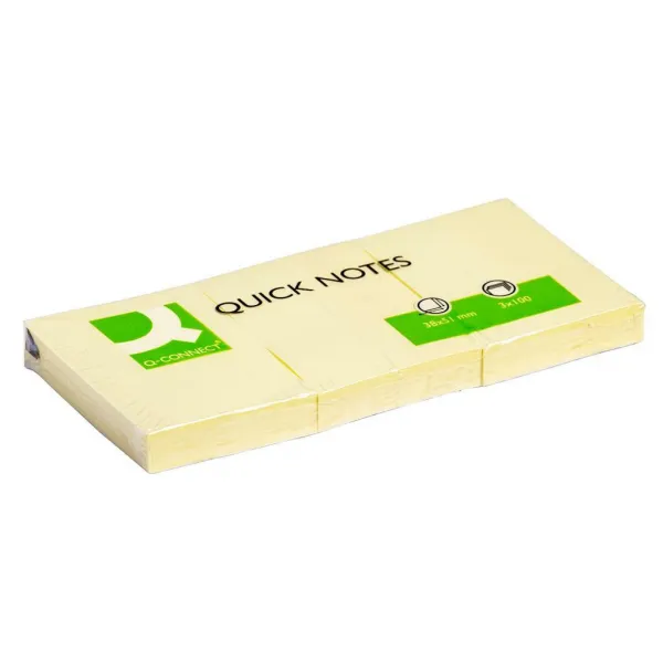Bloček Q-CONNECT žltý 38x51mm 3x100 l