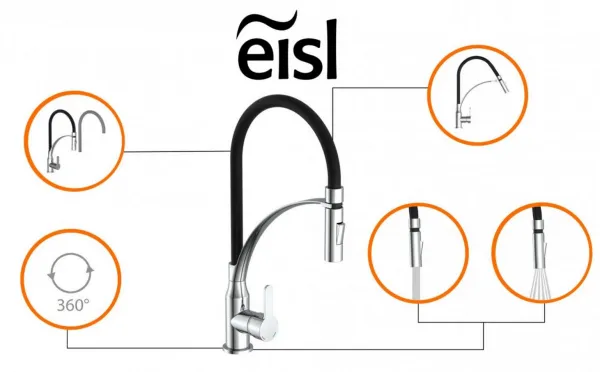 Eisl Carneo čierna / lesklý chróm