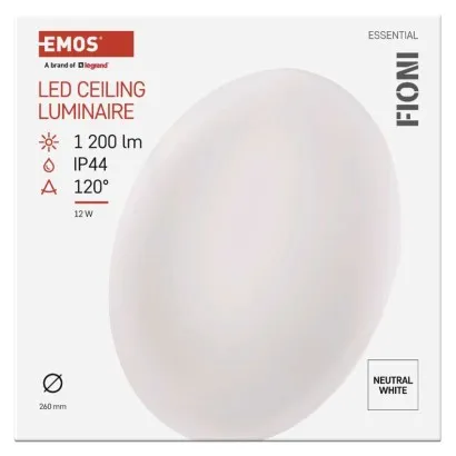 EMOS LED prisadené svietidlo FIONI, kruhové biele 12W neutrálna b., IP44