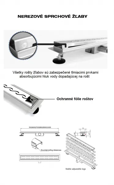 REA sprchový žľab NEREZ 2 V 1 NEO PURE 1000 s možnosťou vloženia dlažby
