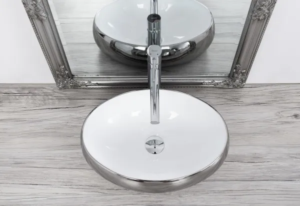 Keramické umývadlo na dosku Linda Rea Silver 49 cm - strieborné