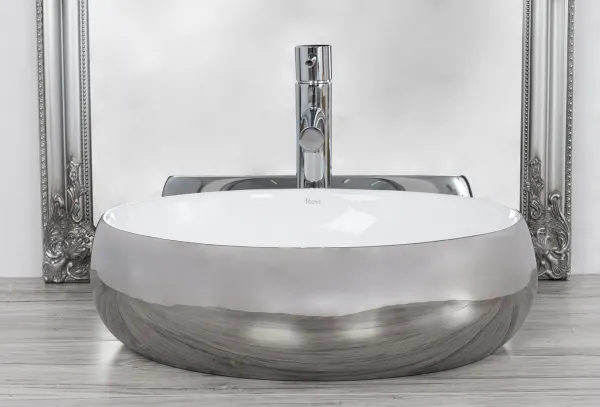 Keramické umývadlo na dosku Linda Rea Silver 49 cm - strieborné