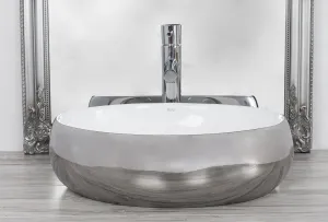 Keramické umývadlo na dosku Linda Rea Silver 49 cm - strieborné