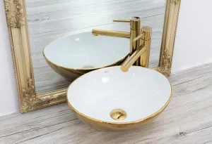 REA SOFIA 42x34 GOLD/WHITE pultové umývadlo