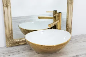 REA SOFIA 42x34 GOLD/WHITE pultové umývadlo