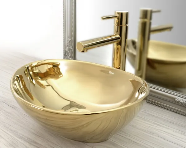 REA TESS HIGH GOLD umývadlová/pultová stojaca batéria