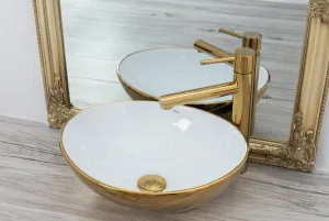 REA SOFIA 42x34 GOLD/WHITE pultové umývadlo