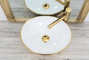 REA SOFIA 42x34 GOLD/WHITE pultové umývadlo
