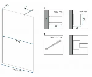 REA WALK-IN AERO 120 BLACK MAT transparent